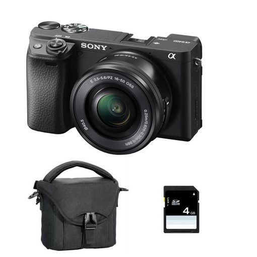 Sony A6400 Black Kit Sel 16-50mm F3.5-5.6 Oss Black + Camera Bag + 16gb Sd Card