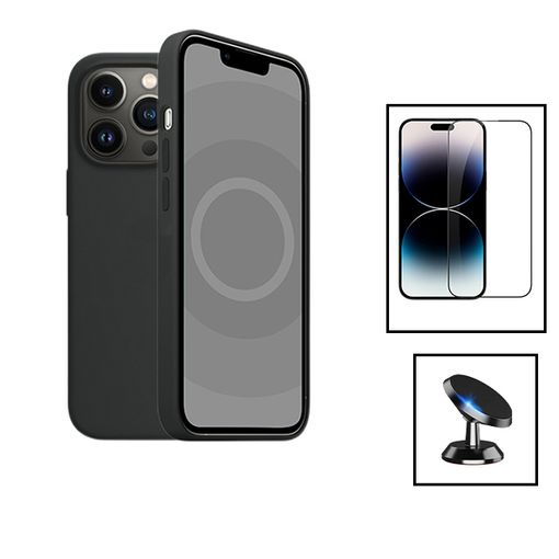 Kit Película De Vidro Temperado Full Cover + Capa Fléxivel Silicone +  Suporte De Carro Para Apple Iphone 15 Pro - Preto con Ofertas en Carrefour