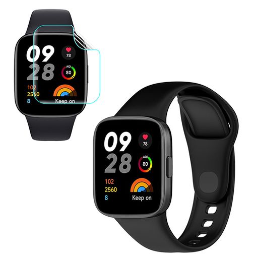 Kit Bracelete Topsilicone + Película De Gel Para Xiaomi Redmi Watch 3 Active  - Preto con Ofertas en Carrefour