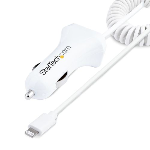 Startech.com Cargador De Coche Con Cable Rizado Lightning, Cable
