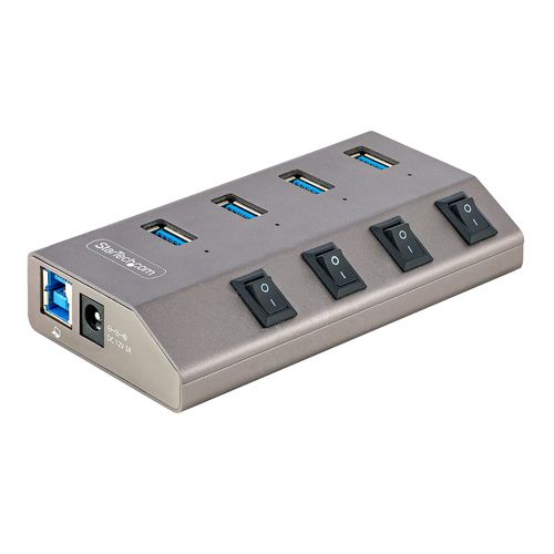 Startech.com Hub Usb-c Autoalimentado De 4 Puertos Con Interruptores  Individuales - Concentrador Usb 3.0 A 5 Gbps Con Fuente De Alimentación - Ladrón  Usb Tipo C A Usb-a - Bc 1.2 con