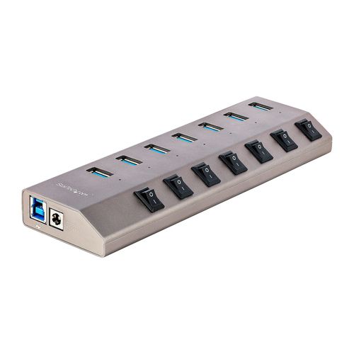 Startech.com Hub Usb-c Autoalimentado De 7 Puertos Con Interruptores  Individuales - Concentrador Usb 3.0 A 5 Gbps Con Fuente De Alimentación - Ladrón  Usb Tipo C A Usb-a - Bc 1.2 con