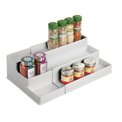 mDesign Organizador de especias para cocina con 3 niveles – Mueble  especiero de plástico sin BPA con estantes desplegables – Organizador de  armarios de cocina compacto para condimentos – blanco : : Hogar y  cocina