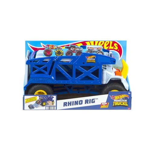  Hot Wheels Monster Trucks Monster Mover + 3 camiones paquete de  vehículos, transportador de autos de juguete, capacidad para 12 camiones  monstruo a escala 1:64, con lanzamiento de rampa, regalo para