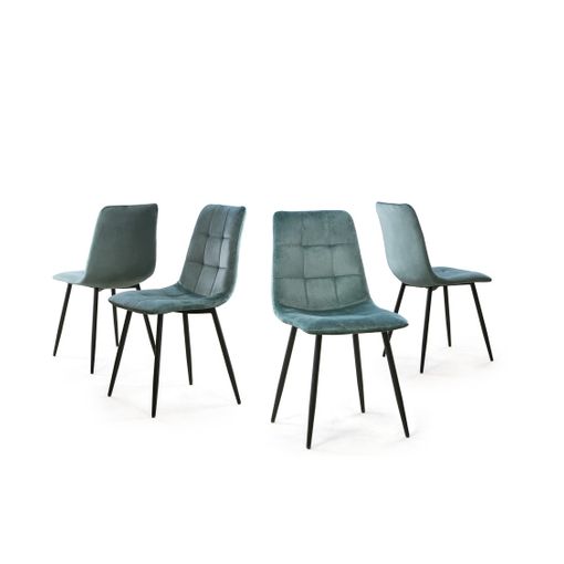 Pack de 4 sillas comedor, salón SWEDEN en terciopelo verde patas negras