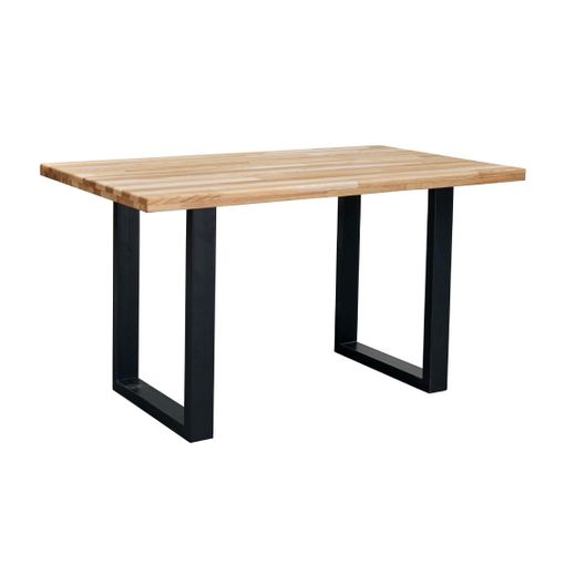 Mesa con tablero de madera y patas metálicas en color Negro