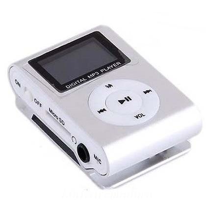 Mini Reproductor De Musica Mp3 ( Pantalla Lcd ) Con Clip Gris