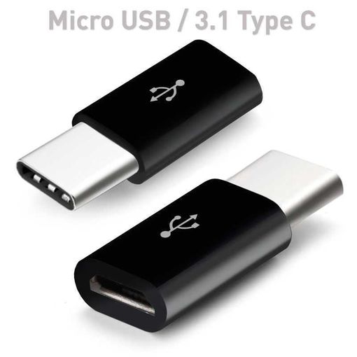 Adaptador Micro USB a Usb-c Tipo c Tipo-c 3.1 Type c Data Cargador Cable  Negro