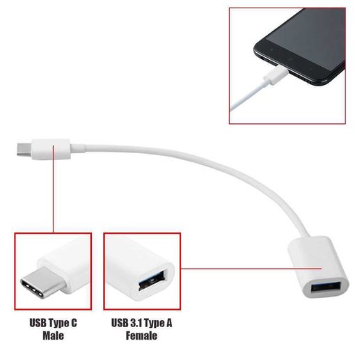 Cable Adaptador MicroUSB OTG Blanco 12cm - Adaptadores USB (USB