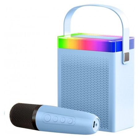 Altavoz Con Micrófono Inalámbrico Karaoke Portátil Bluetooth Multicolor Rgb  (azul) con Ofertas en Carrefour