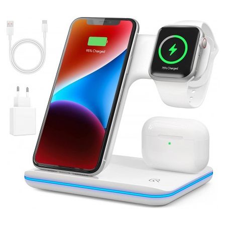 Cargador Inalámbrico 3 En 1 AirPods Watch 2 3 4 5 iPhone 11