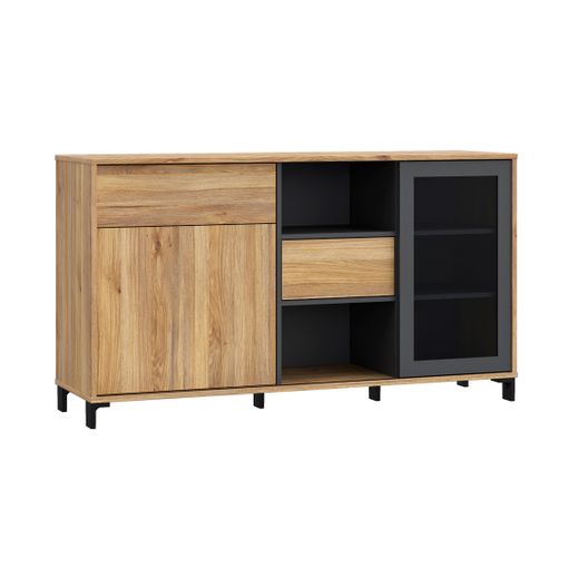 Aparadores Para Salón, Gran Capacidad De Almacenaje, 200x87x35cm, 4  Puertas, Diseño Industrial, Estilo Moderno, Roble Y Negro con Ofertas en  Carrefour