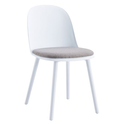 Pack 2 Sillas Comedor Blancas Con Asiento Tapizado Tela Gris con Ofertas en  Carrefour