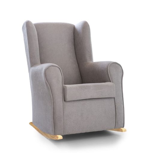 Sillón Mecedora Balancín Orejero Pandora Tapizado En Tela Color Gris Pata  Madera con Ofertas en Carrefour