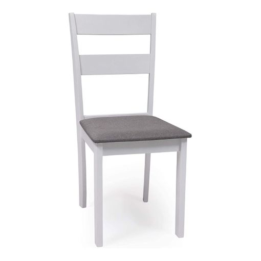 Pack 2 Sillas Comedor Blancas Con Asiento Tapizado Tela Gris con Ofertas en  Carrefour