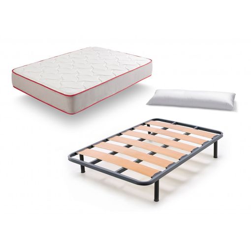 Somier Lama Ancha + Colchón Bamboo 3d + Almohada Fibra Resinada - Patas 32  - 135x190 con Ofertas en Carrefour