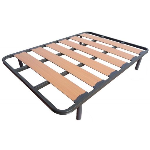 Somier Lama Ancha Reforzada Con Tacos Anti-ruido Y Patas Cilíndricas, Tubo 40 X 30 - 150x200 Cm