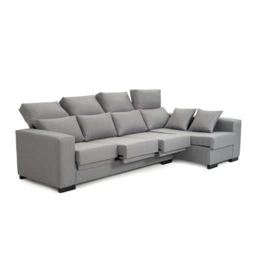 Zent sofá chaise longue reversible 4 plazas gris con almacenaje