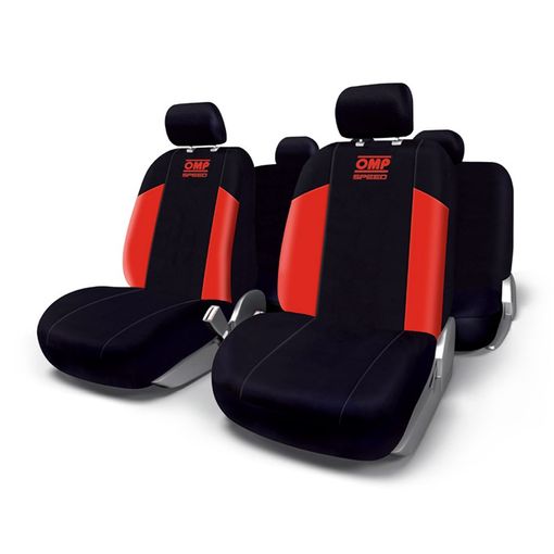 PrimeMatik - Fundas de asiento coche rojas. Cubiertas protectoras universal  para los 5 asientos del automóvil