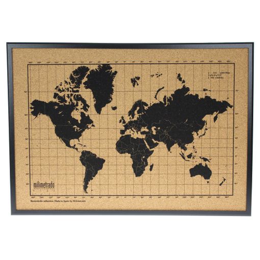 Corcho mapa del mundo fondo negro