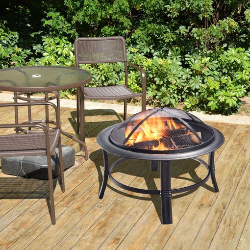 VOUNOT Brasero Exterior para Jardín y Terraza, 3 en 1 Metal Fire Pit, Pozo  de Fuego con Protector de Chispas, 81 x 81 x 45 cm Negro: : Jardín