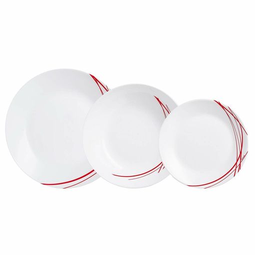 Vajilla Arcopal Domitille Rojo Blanco Vidrio (18 Piezas) con