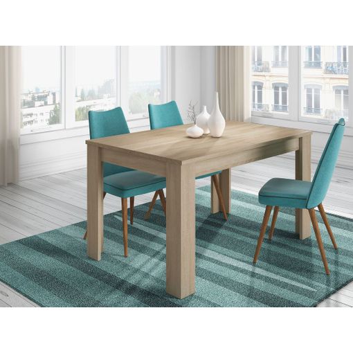 Mesa comedor extensible en blanco roble LUCAS - Momma Home