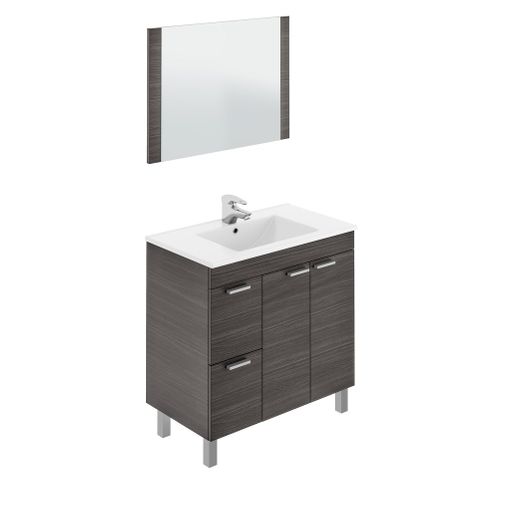 Juego De Mueble De Baño Lavabo Suspendido 2 Cajones, Espejo, Lavamanos De  Cerámica Y Columna Auxiliar De Aseo, Frontales Acabados En Blanco Brillo  con Ofertas en Carrefour