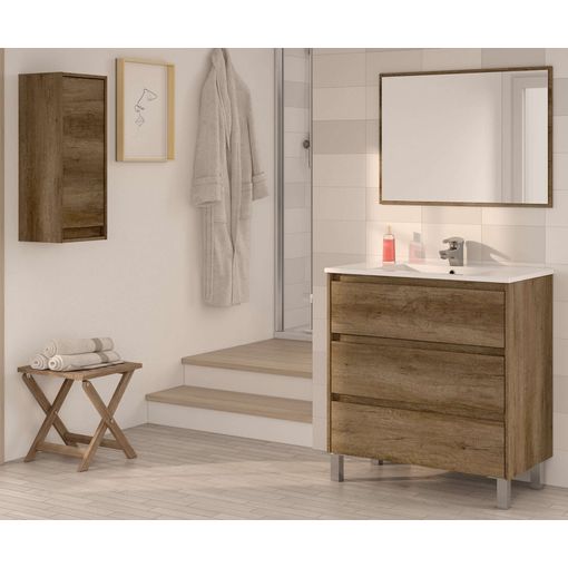 Pack Muebles Baño Completo Nordik Estilo Moderno (mueble + Espejo +  Columna) Lavabo Cerámico Incluido con Ofertas en Carrefour