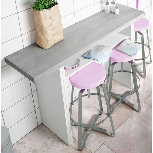 Relativamente Anciano Rareza Mesa Desplegable Plutón Diseño Moderno Consola Estrecha Color Blanco Y  Cemento 120x35x77cm con Ofertas en Carrefour | Ofertas Carrefour Online