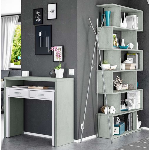 Pack salón moderno gris cemento y blanco 