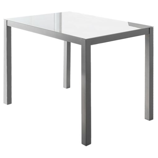 Mesa de Cocina Extensible - Modelo CALCUTA - Cristal - Estructura Metal  Gris Plata