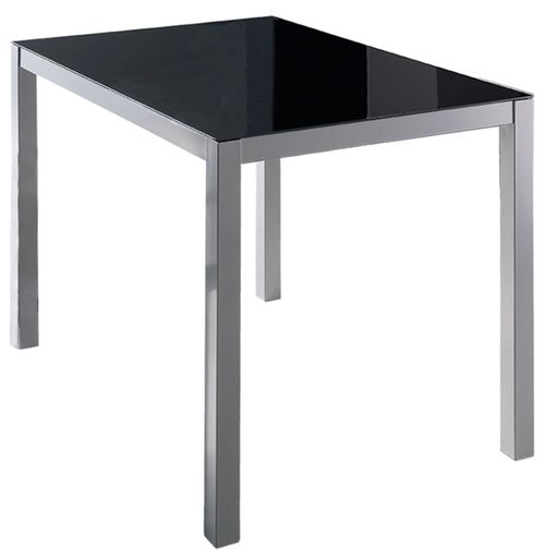 Mesa de Comedor Rectangular Extensible - Modelo: MODERNA - Cristal - Patas  Metal Negras