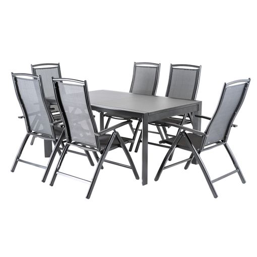 Conjunto de jardin de mesa y 4 sillas de aluminio plegables Antracita