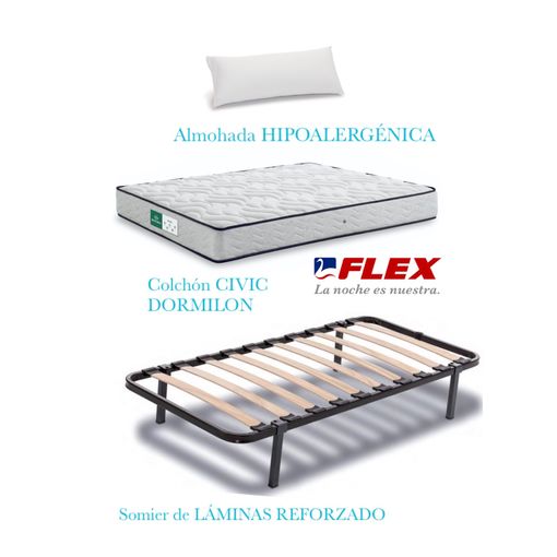 Cama Completa - Colchón Flexitex + Somier Basic + 4 Patas De 26cm, 90x180  Cm con Ofertas en Carrefour