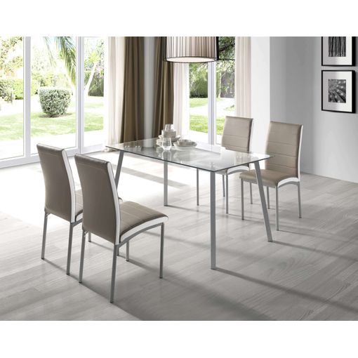 Conjunto de comedor de diseño nórdico MELAKA mesa extensible y 4 silla