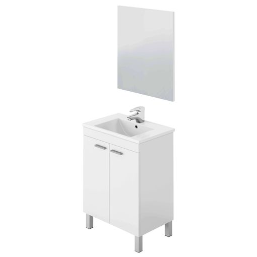 Mueble de baño minimalista con lavabo incluido de 58,4 cm realizado en el  color blanco brillante D Neo Duravit