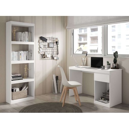 Pack Oficina Despacho Estudio Color Blanco Mate Estilo Moderno Muebles  Almacenaje (escritorio + Librería) con Ofertas en Carrefour