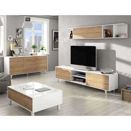 Conjunto Salón Comedor Estilo Moderno Mueble Modular Televisión Mesa Centro  Elevable Aparador con Ofertas en Carrefour