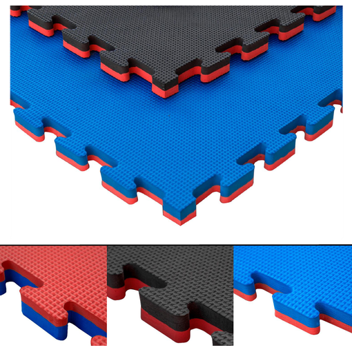 Suelo Tatami Puzzle EVA Mat Alta Densidad1000 x 1000 x 25 mm - Rojo/Azul  (Reversible)