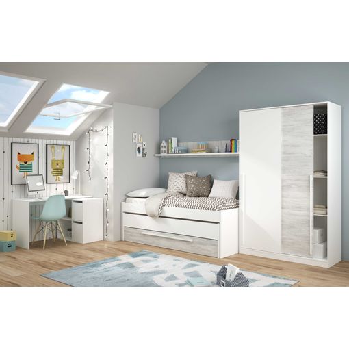 Pack Muebles Dormitorio Juvenil Completo Blancos Modernos (cama + Armario +  Escritorio) Incluye Somieres con Ofertas en Carrefour