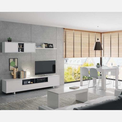 Muebles Para Salón Completo Color Blanco Y Roble Canadian (mueble Modular +  Mesa Centro + Mesa Comedor) con Ofertas en Carrefour