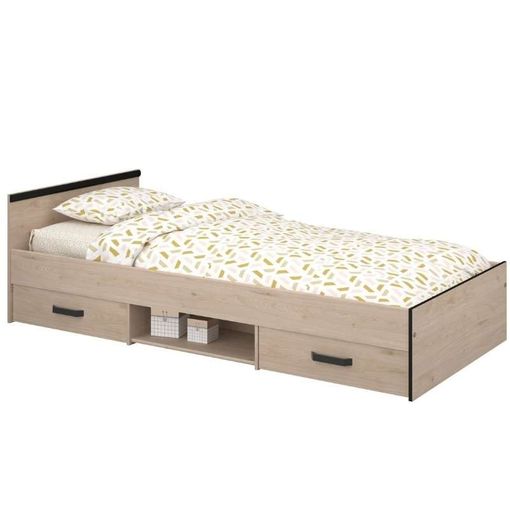 Cama Juvenil Con Mueble Cabecero Y 2 Cajones En Color Blanco Mate  90x190/200 Cm con Ofertas en Carrefour