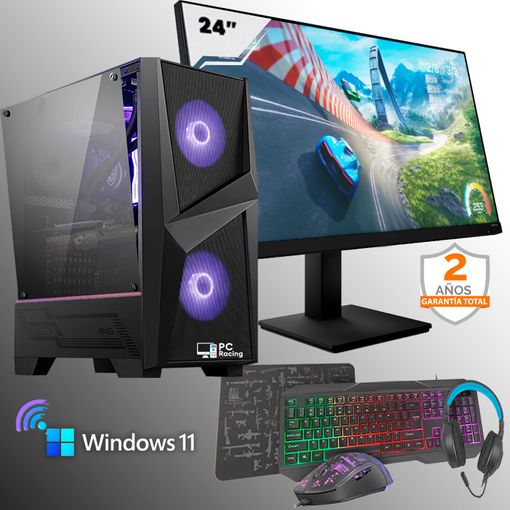Pack Gaming - Ordenador Gaming Amd Ryzen 5 3600 - 3,60 Ghz 16gb Ram - 512 Ssd, Gtx 1650 4gb -wifi + Monitor 24" Full Hd + Windows 11 Pro + Teclado + Ratón + Alfombrilla + Auriculares Gaming