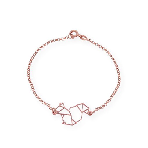 Pulsera Ardilla Origami En Plata De Ley 925 Bañada En Oro Rosa