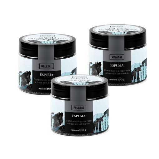 Condimento Espuma Polasal Sabor Carbón Vegetal Y Pimienta (3 X 100g)