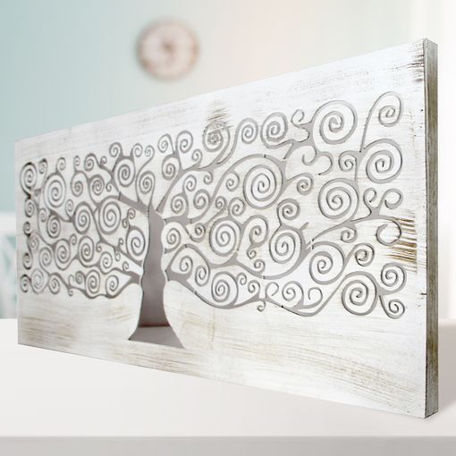 Cuadro Árbol De La Vida En Madera Calada Ref.silueta M55 80x80 Cm- Blanco  con Ofertas en Carrefour