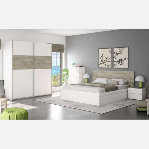 Pack Muebles Dormitorio En Color Cemento Y Blanco Con Vestidor con Ofertas  en Carrefour