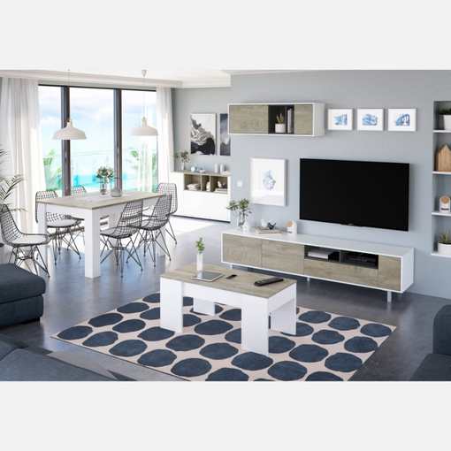 Pack Muebles Salón Completo Color Roble Y Blanco Estilo Nórdico (mueble  Salón + Mesa Centro + Escritorio) con Ofertas en Carrefour