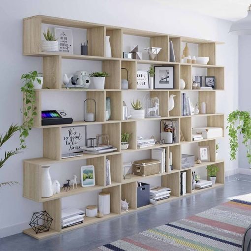 Librería estantería, 170x186x25cm, Salón - Comedor - Oficina, Con  Almacenaje, Roble y negro